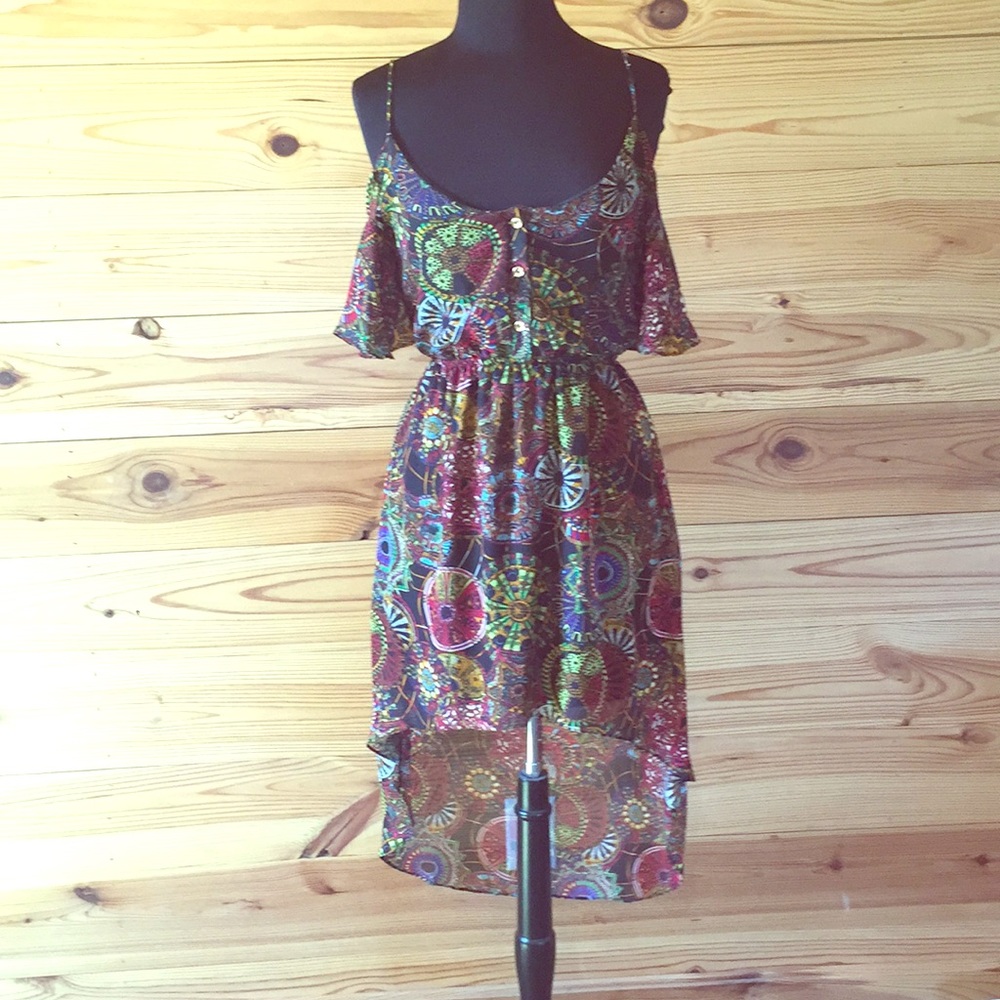 High Low Multi Colored Sundress Spaghetti Straps